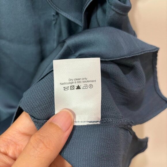 Veronica Beard Mandell Blue Ruffle Satin Top Sz 2 Romantic Victorian Gothic - Picture 9 of 13